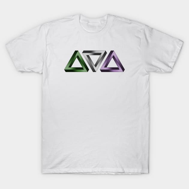 Genderqueer Pride Flag Colored Twisted Triangles Optical Illusions T-Shirt by LiveLoudGraphics